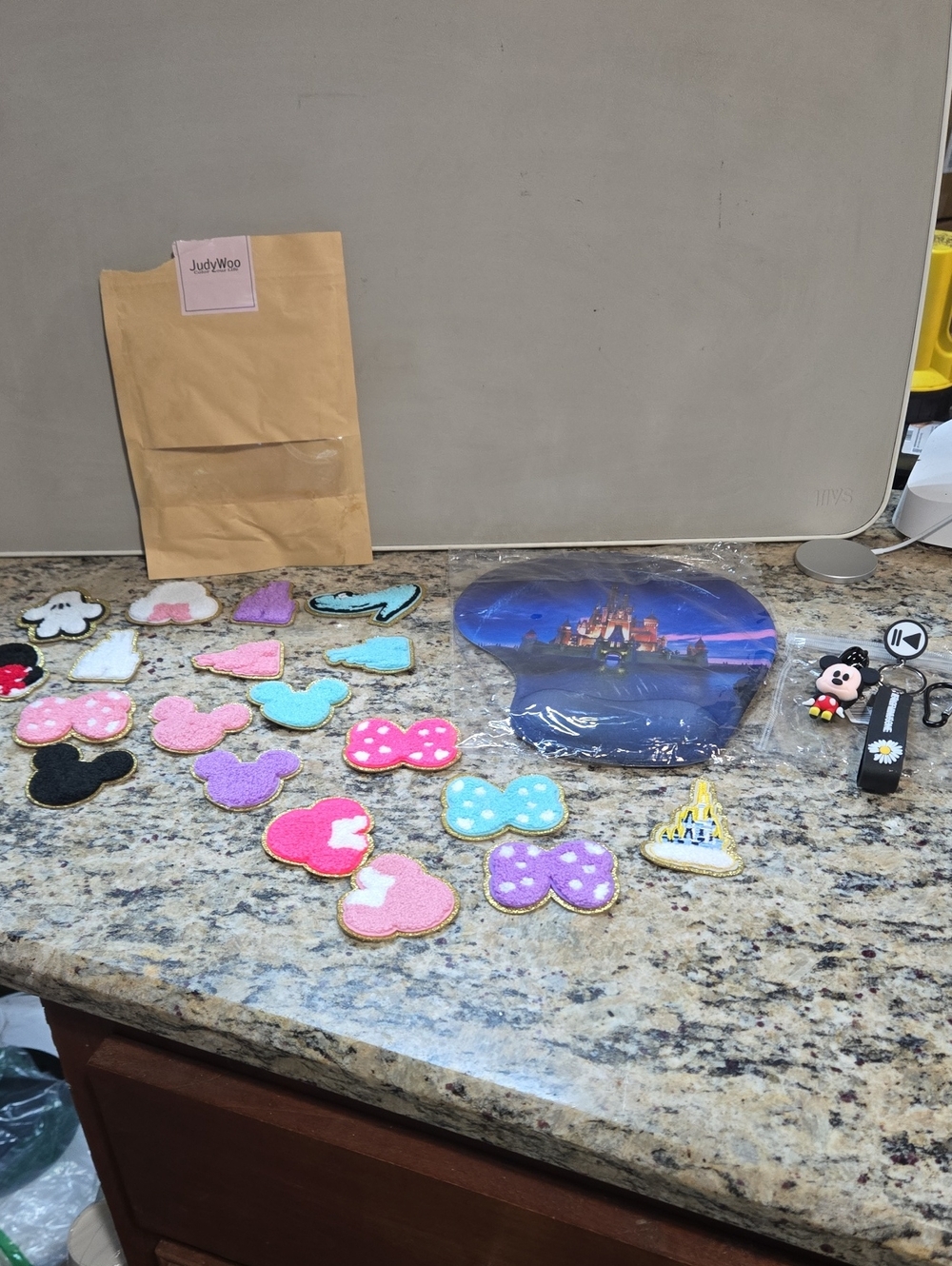 Mickey Mouse Pastel Felt Patch Set with Castle Keychain - Assorted Pink & Blue
